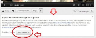 langkah kedua: akan muncul pilihan alasan pengaduan pilih salah satu aduan konten youtube langkah kedua