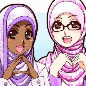kartun muslimah kacamata hijab